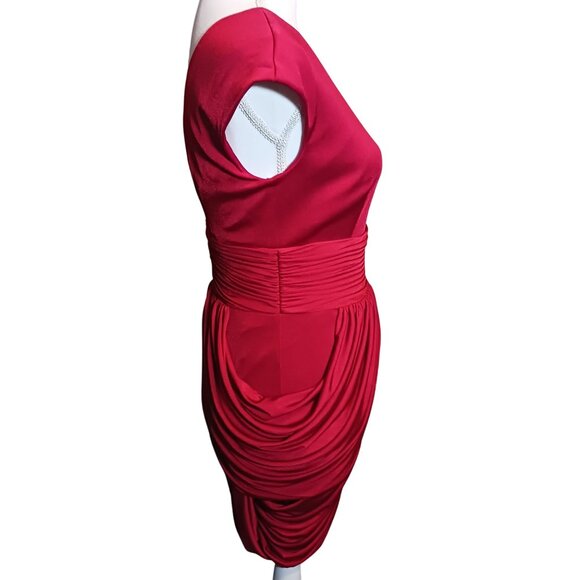 Mikael Aghal, Jersey‎ Knit Layered Party Dress in Red, Size 2, *NWT - Picture 4 of 16